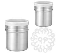 HAPPOW 2 spargitore per zucchero a velo, spargitore per cacao, farina, materiale in acciaio inox, con 16 modelli di caffè, spargitore per cacao, zucchero, sale, farina, cioccolato