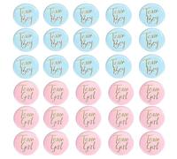 HAPPOW 30 pezzi Gender Reveal bombe fumogena Boy or Girl Pin distintivo rotondo Pinback Team Boy and Team Girl Button per baby shower party decorazione (blu e rosa), plastica e metallo
