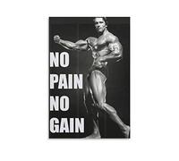 HAPPOW Arnold Schwarzenegger No Pain No Gain Poster decorativo su tela, decorazione da parete per casa, camera da letto, 40 x 60 cm