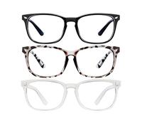 HAPPOW Occhiali con blocco della luce blu, occhiali alla moda con lenti trasparenti, occhiali antiriflesso, occhiali per computer, non soggetti a prescrizione per donne e uomini, confezione da 3 per