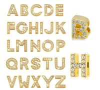 Happtkey 26 Pezzi Ciondoli con Lettere Dell'alfabeto Completamente in Strass Ciondoli Con Scorrevoli Dalla A-Z da 8 mm Creazione di Gioielli con Alfabeto in Cristallo per Collane Choker Braccialetti