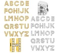 Happtkey 52 Pezzi Ciondoli con Lettere Dell'alfabeto Completamente in Strass Ciondoli Con Scorrevoli Dalla A-Z da 8 mm Creazione di Gioielli con Alfabeto in Cristallo per Collane Braccialetti Choker