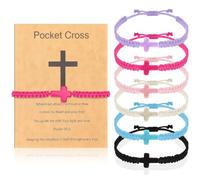 Happtkey Braccialetto con Croce Regalo Cristiano 6 pezzi Braccialetti Cristiani di Gesù Regolabili e Intrecciati per Uomo e Donna