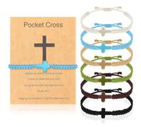 Happtkey Braccialetto con Croce Regalo Cristiano 6 pezzi Braccialetti Cristiani di Gesù Regolabili e Intrecciati per Uomo e Donna