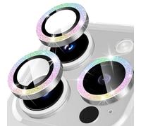 Happtkey Pellicola Fotocamera per iPhone 13 Pro Max, Anello Metallico Glitterato in Lega di Alluminio, Pellicola Protettiva per Schermo Della Fotocamera in Vetro Temperato 9H