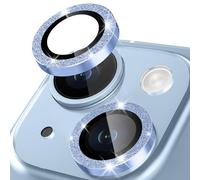 Happtkey Pellicola Fotocamera per iPhone 14 Plus, Anello Metallico Glitterato in Lega di Alluminio, Pellicola Protettiva per Schermo Della Fotocamera in Vetro Temperato 9H