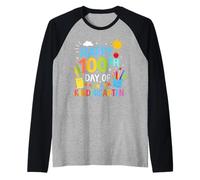 Happy 100th Day of Kindergarten Boys Girls Teacher 100 Days Maglia con Maniche Raglan
