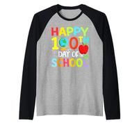 Happy 100th Day of Kindergarten Teacher Boys Girls 100 Days Maglia con Maniche Raglan
