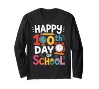 Happy 100th Day of School Icone Scuola Colorate Maestra Maglia a Manica
