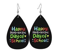 Happy 100th Day Of School Insegnanti Studenti Ciondola Clip in Pelle su Orecchini Finto PU Leggero Goccia a Goccia per Donna