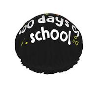 Happy 100th Day Of School Insegnanti Studenti Cuffia da doccia Cuffia da bagno riutilizzabile Cappello da doccia elastico da bagno Morbido impermeabile per cappucci per capelli di tutte le lunghezze