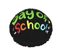 Happy 100th Day Of School Insegnanti Studenti Cuffia da doccia Cuffia da bagno riutilizzabile Cappello da doccia elastico da bagno Morbido impermeabile per cappucci per capelli di tutte le lunghezze