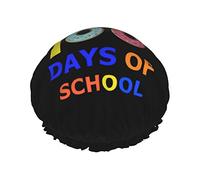 Happy 100th Day Of School Insegnanti Studenti Cuffia da doccia Cuffia da bagno riutilizzabile Cappello da doccia elastico da bagno Morbido impermeabile per cappucci per capelli di tutte le lunghezze