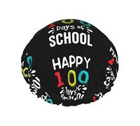 Happy 100th Day Of School Insegnanti Studenti Cuffia da doccia Cuffia da bagno riutilizzabile Cappello da doccia elastico da bagno Morbido impermeabile per cappucci per capelli di tutte le lunghezze