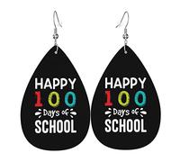 Happy 100th Day Of School Insegnanti Studenti Orecchini con gancio pendenti Orecchini a goccia in pelle per donna