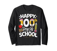 Happy 100th Day of School Teachers Boys Kids Retro 100th Day Maglia a Manica