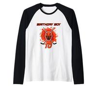 Happy 10th Birthday Boy Maschera da Hockey Nero e Arancione Maglia con Maniche Raglan