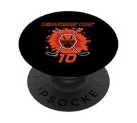 Happy 10th Birthday Boy Maschera da hockey nero e arancione PopSockets PopGrip Adesivo