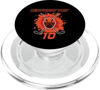 Happy 10th Birthday Boy Maschera da hockey nero e arancione PopSockets PopGrip per MagSafe