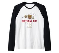 Happy 12th Birthday Boy Hockey su Ghiaccio a Tema Cougar Maglia con Maniche Raglan