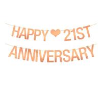 Happy 21st Anniversary Banner 21st Birthday Hanging Decor Dieci anni Regali a tema 21 Anniversario di nozze Decorazione Forniture Specchio Oro Rosa