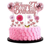 Happy 27th Birthday Decorazione per torta donna 27° compleanno Hello 27 Cake Topper oro rosa torta topper 27 torta decorazione 27 compleanno uomo decorazione torta 27 anni donna glitter cake topper