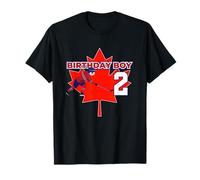 Happy 2nd Birthday Boy Canada Maple Leaf Hockey su Ghiaccio Maglietta