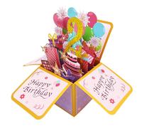Happy 2nd Birthday Pop Up Biglietto per ragazze 2 anni Idea regalo di compleanno per figlia nipote, divertente 2° compleanno 3D biglietto di auguri per lei