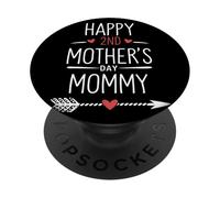 Happy 2nd Mother's Day Mommy Freccia Cuore Scritta Mamma PopSockets PopGrip Adesivo