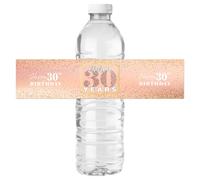 Happy 30th Birthday Bottle Labels Stickers Cheers to 30 Years Party Wine Bottle Wrappers 30 Birthday Anniversary Famliy Party Lables Favor Decoration Supplies Impermeabile oro rosa 32 adesivi