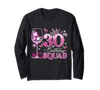 Happy 30th Birthday Squad Pink Wine 30 Years Old Queen Maglia a Manica