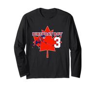 Happy 3rd Birthday Boy Canada Maple Leaf Hockey su Ghiaccio Maglia a Manica
