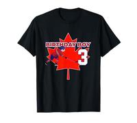 Happy 3rd Birthday Boy Canada Maple Leaf Hockey su Ghiaccio Maglietta