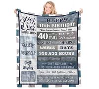 Happy 40th Birthday Gifts for Women Men 40 Birthday Decorations for Women Gifts for 40th Birthday Woman 40 Year Old Birthday Gifts Ideas for Women Men Friend Sister Husband Throw Blanket 152,4 x 127