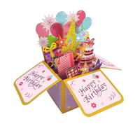 Happy 4th Birthday 4° compleanno biglietto pop-up per bambina 4° compleanno idea regalo compleanno per figlia nipote, divertente 4° compleanno 3D biglietto di auguri per lei