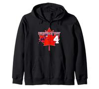 Happy 4th Birthday Boy Canada Maple Leaf Hockey su Ghiaccio Felpa con Cappuccio