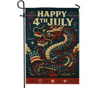 Happy 4Th July Colorful Dragon Flag Colore Vivido Bandiera Da Giardino Durevole Bandiere Per Balcone Decorazione Casa 30X45Cm