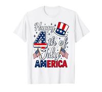 Happy 4th Of July Patriotic American Flag USA Uomini Donne Bambini Maglietta
