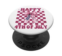 Happy 4th Of July USA Bandiera Americana Patriottica Ragazza Mamma PopSockets PopGrip Adesivo