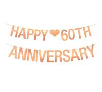 Happy 60th Anniversary Banner 60th Birthday Hanging Decor Sessant'anni Regali a tema 60 Anniversario di nozze Decorazione Forniture Specchio Oro Rosa
