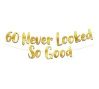Happy 60th Birthday Banner Gold Glitter Gifts (60th)