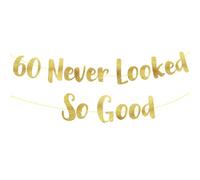 Happy 60th Birthday Banner Gold Glitter Regali per Donne Uomini Divertente 60th Never Looked So Good Banner Sign Decorazioni e Forniture per Feste Sessanta Compleanno e Anniversario di Matrimonio