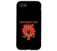 Happy 6th Birthday Boy Maschera da hockey nero e arancione Custodia per iPhone SE (2020) / 7 / 8