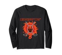 Happy 6th Birthday Boy Maschera da hockey nero e arancione Maglia a Manica