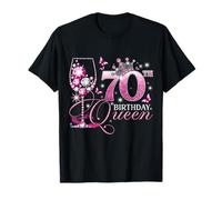 Happy 70th Birthday Queen Pink Wine 70 Years Old Women Maglietta