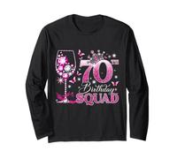Happy 70th Birthday Squad Pink Wine 70 Years Old Queen Maglia a Manica
