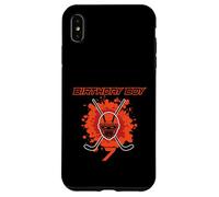 Happy 7th Birthday Boy Maschera da hockey nera e arancione Custodia per iPhone XS Max