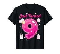 Happy 9th Birthday Just Turned 9 Party Outfit for Kids Maglietta