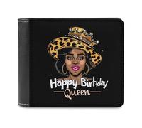 Happy African US - Portafogli da donna con stampa di una regina di compleanno, morbido, sottile, con tasca frontale e porta carte di credito, per uomini e donne, 11,4 x 8,9 cm, Stile:, Taglia unica