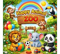 Happy Animal Zoo: Coloring book for Kids, 50 image Bold and easy Designs for children Ages 4-9.